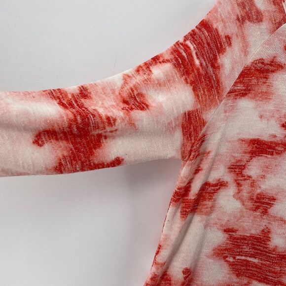 🎁5/$25 Clientele Woman's Shirt Tie Die White with Orange Design 3/4 Sleeve - Picture 3 of 8